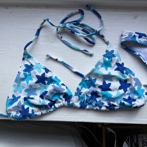 Deadstock Italian Vintage Floral Blue and White Bikini Top